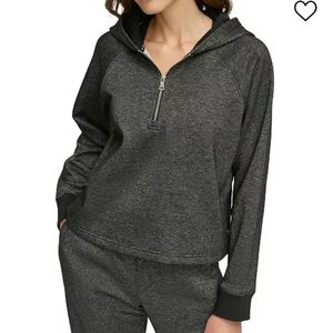 DKNY Women's Sparkle-Fleece Half-Zip Hoodie size Large